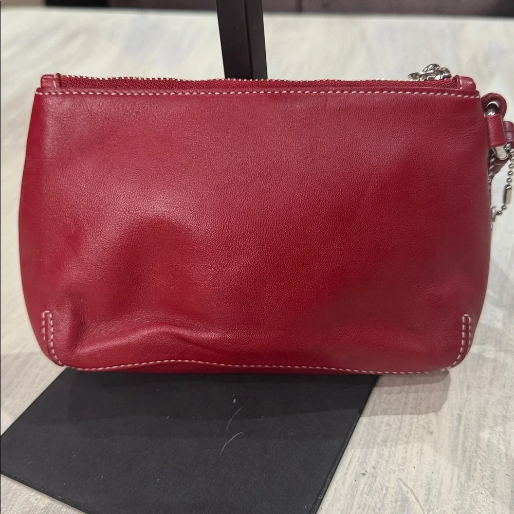 Vintage Y2K Coach Cherry🍒 Red Leatherwear Wristlet With Tassel- EUC